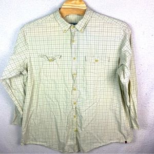 WOOLRICH Shirt Mens 3XLT Yellow Flannel Plaid‎ Long Sleeve Button up Yellow FLAW